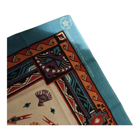 1980s Native American Wamcraft USA Bandana Hankie Scarf Lot 2 Thunderbird READ - Picture 6 of 11